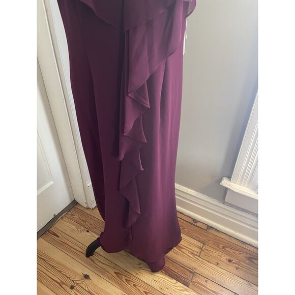 Papell Studio by Adrianna Papell Flutter-Sleeve Crepe Ruffled Gown Women’s Sz 14 - Picture 3 of 10